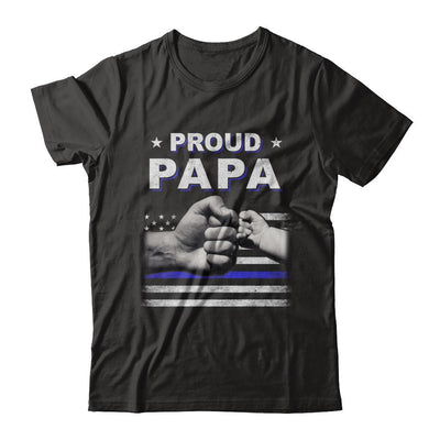 Proud Papa Police Thin Blue Line Flag Fathers Day-T-Shirt & Hoodie-Classic T-Shirt-Black