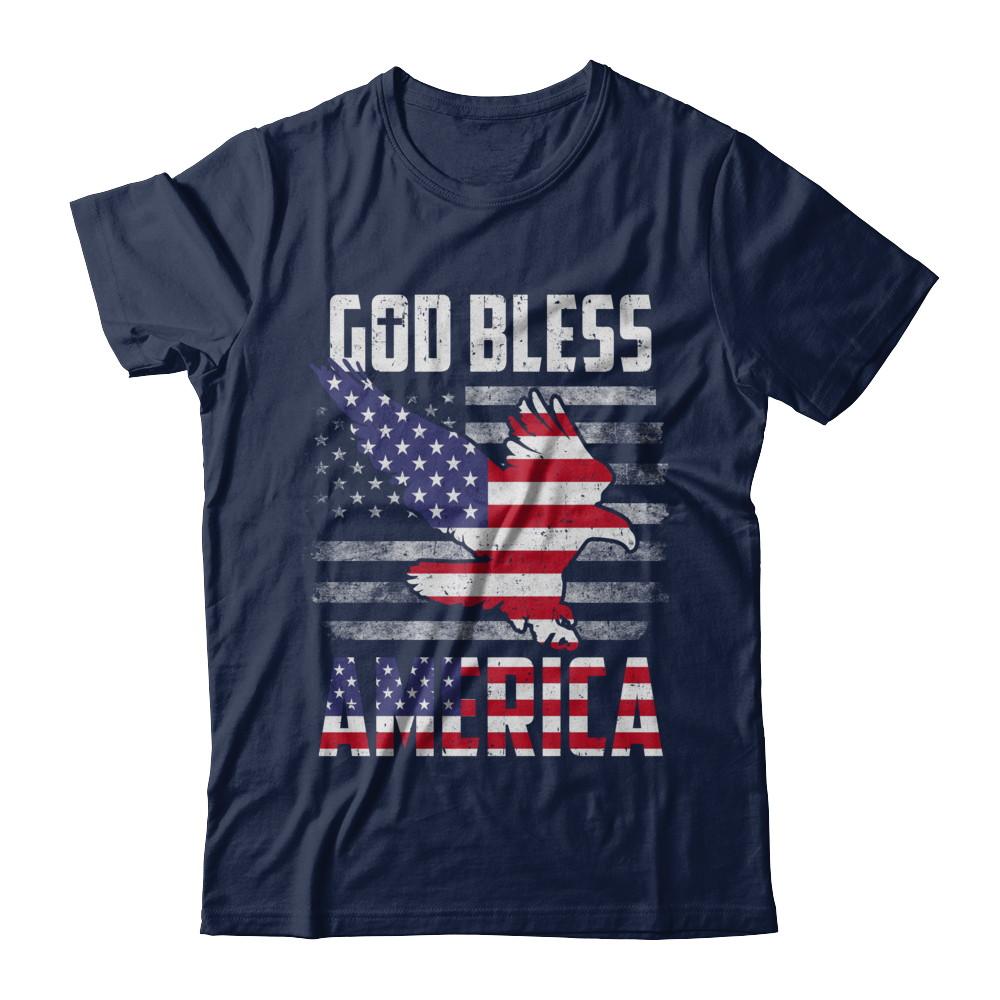 Patriotic God Bless America Flag Eagle 4Th Of July-T-Shirt & Hoodie-Classic T-Shirt-Navy