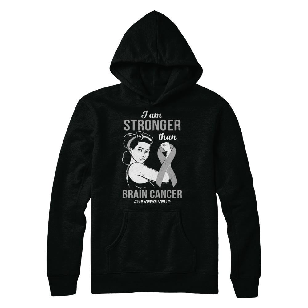 I Am Stronger Than Brain Cancer Awareness Support-T-Shirt & Hoodie-Pullover Hoodie-Black