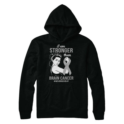 I Am Stronger Than Brain Cancer Awareness Support-T-Shirt & Hoodie-Pullover Hoodie-Black