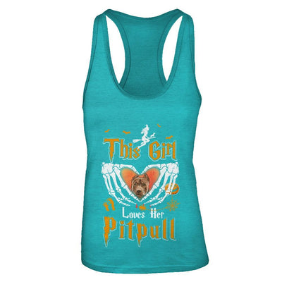 This Girl Love Her Dog Pit bull Halloween-T-Shirt & Tank Top-Women's Ideal Racerback Tank-Tahiti Blue