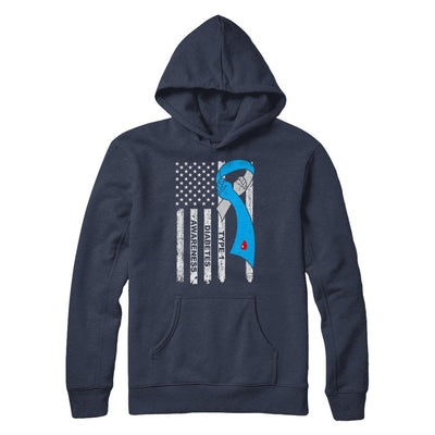 Type 1 Diabetes Awareness Support T1D Flag Ribbon-T-Shirt & Hoodie-Pullover Hoodie-Navy