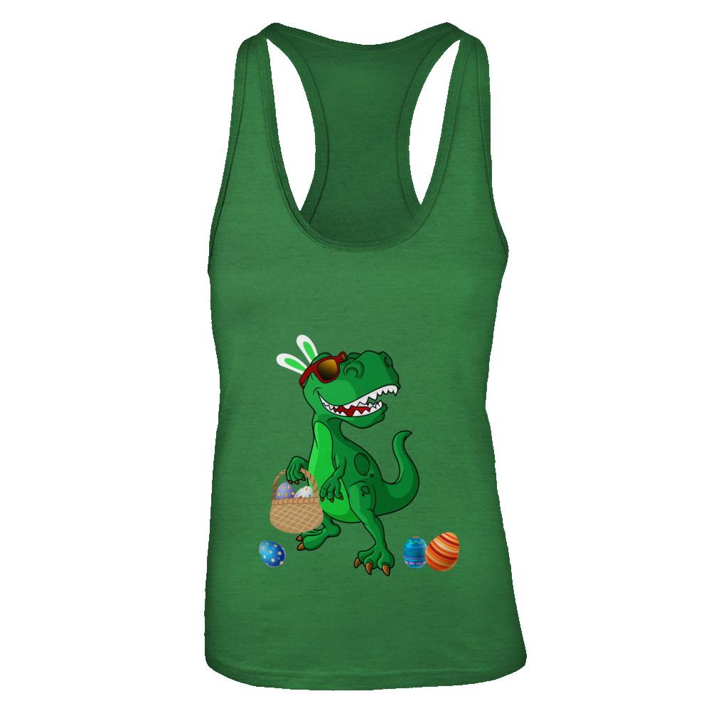 Funny Dabbing Cool Easter Bunny Dinosaur-T-Shirt & Tank Top-Women's Ideal Racerback Tank-Kelly Green