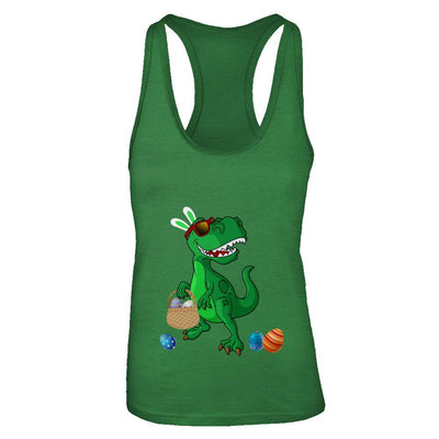 Funny Dabbing Cool Easter Bunny Dinosaur-T-Shirt & Tank Top-Women's Ideal Racerback Tank-Kelly Green