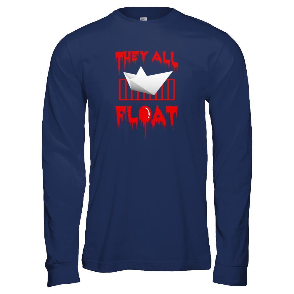 They All Float Horror Halloween Blood-T-Shirt & Tank Top-Long Sleeve T-Shirt-Navy