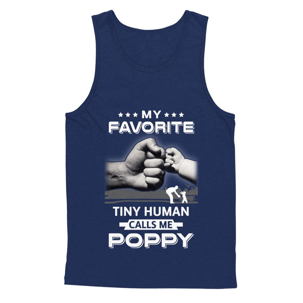 My Favorite Tiny Human Calls Me Poppy-T-Shirt & Hoodie-Unisex Tank-Navy