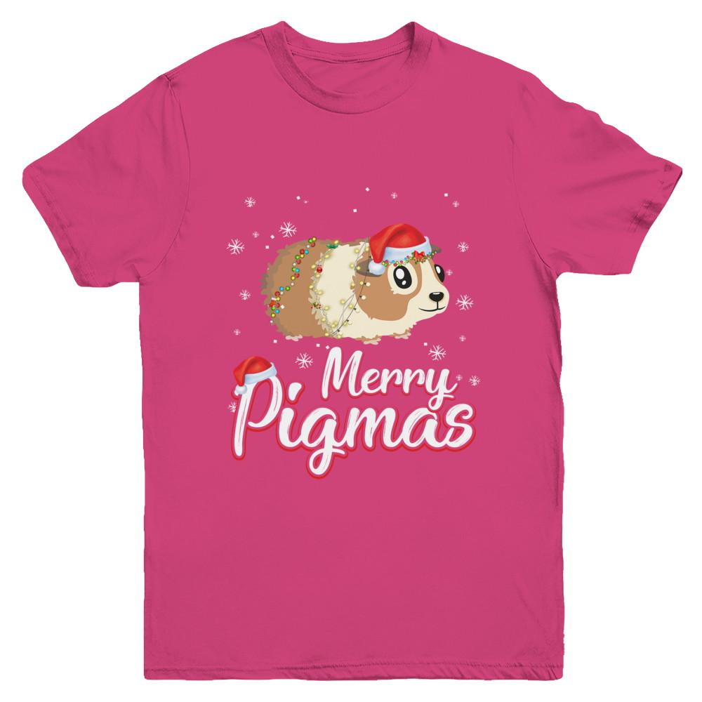 Merry Pigmas Funny Guinea Pig Santa Hat Christmas Gift Youth-Youth Shirt-Youth T-Shirt-Heliconia