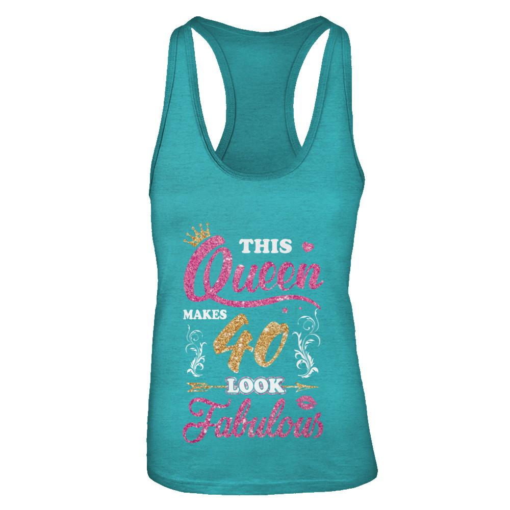 This Queen Makes 40 Look Fabulous 1981 40th Birthday-T-Shirt & Tank Top-Women's Ideal Racerback Tank-Tahiti Blue