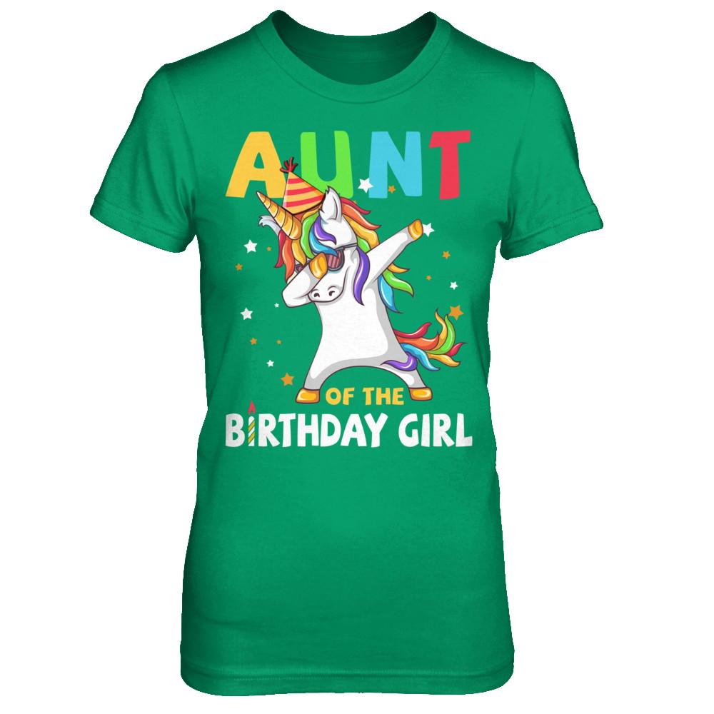 AUNT Of The Birthday Girl Dabbing Unicorn Party-T-Shirt & Hoodie-Women's T-Shirt-Irish Green