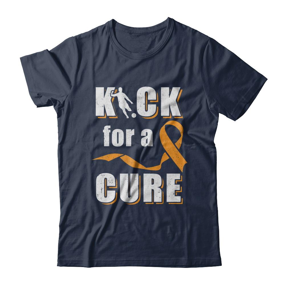 Kick For A Cure Soccer Orange Multiple Sclerosis Awareness-T-Shirt & Hoodie-Classic T-Shirt-Navy