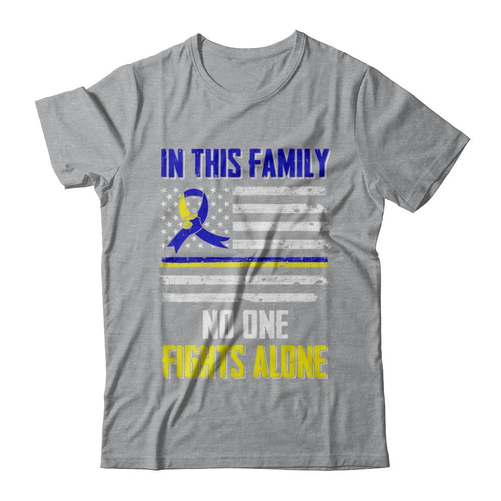 In This Family No One Fights Alone Down Syndrome-T-Shirt & Hoodie-Classic T-Shirt-Sport Grey