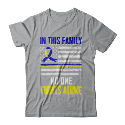 In This Family No One Fights Alone Down Syndrome-T-Shirt & Hoodie-Classic T-Shirt-Sport Grey