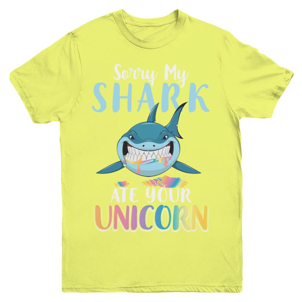 Sorry My Shark Ate Your Unicorn Funny Shark Youth-Youth Shirt-Youth T-Shirt-Daisy