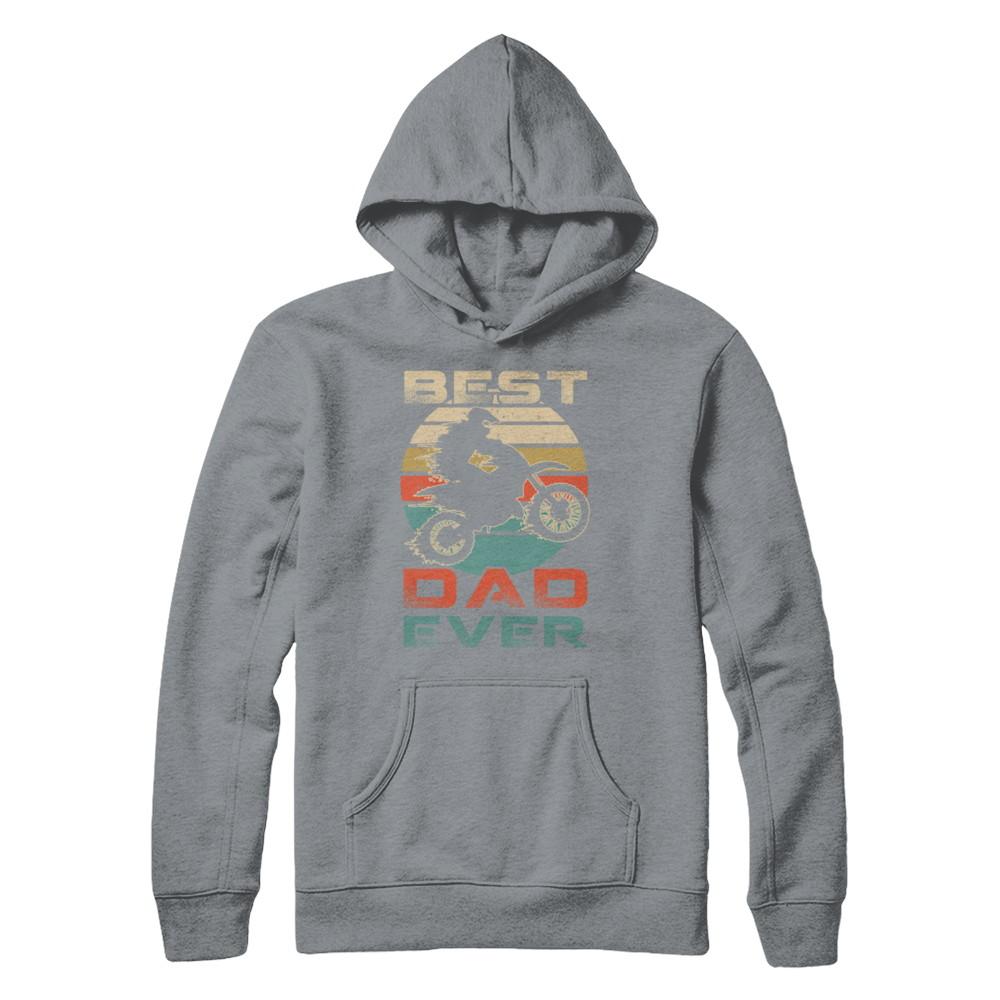 Vintage Best Motocross Dad Ever Gift Father's Day-T-Shirt & Hoodie-Pullover Hoodie-Light Steel