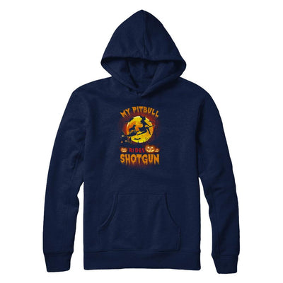 My Pitbull Rides Shotgun Halloween Dog-T-Shirt & Tank Top-Pullover Hoodie-Navy