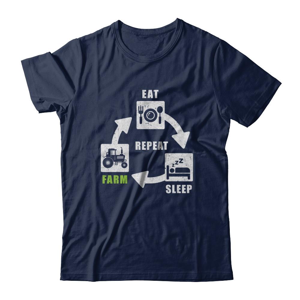 Eat Sleep Farm Repeat Farmer Farming Tractor-T-Shirt & Hoodie-Classic T-Shirt-Navy