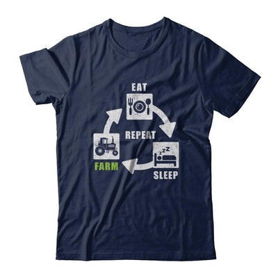 Eat Sleep Farm Repeat Farmer Farming Tractor-T-Shirt & Hoodie-Classic T-Shirt-Navy