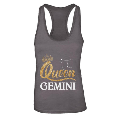 Queen Gemini Zodiac May June Birthday Gift-T-Shirt & Tank Top-Women's Ideal Racerback Tank-Dark Grey