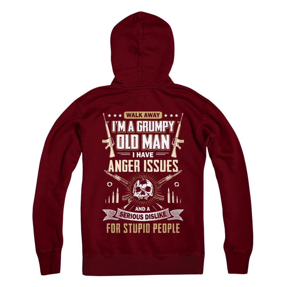 Walk Away I Am Grumpy Old Man I Have Anger Issues-T-Shirt & Hoodie-Pullover Hoodie-Maroon