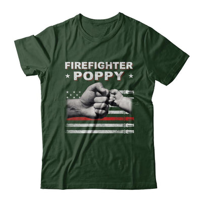 Firefighter Fireman Poppy American Flag Fathers Day-T-Shirt & Hoodie-Classic T-Shirt-Forest Green