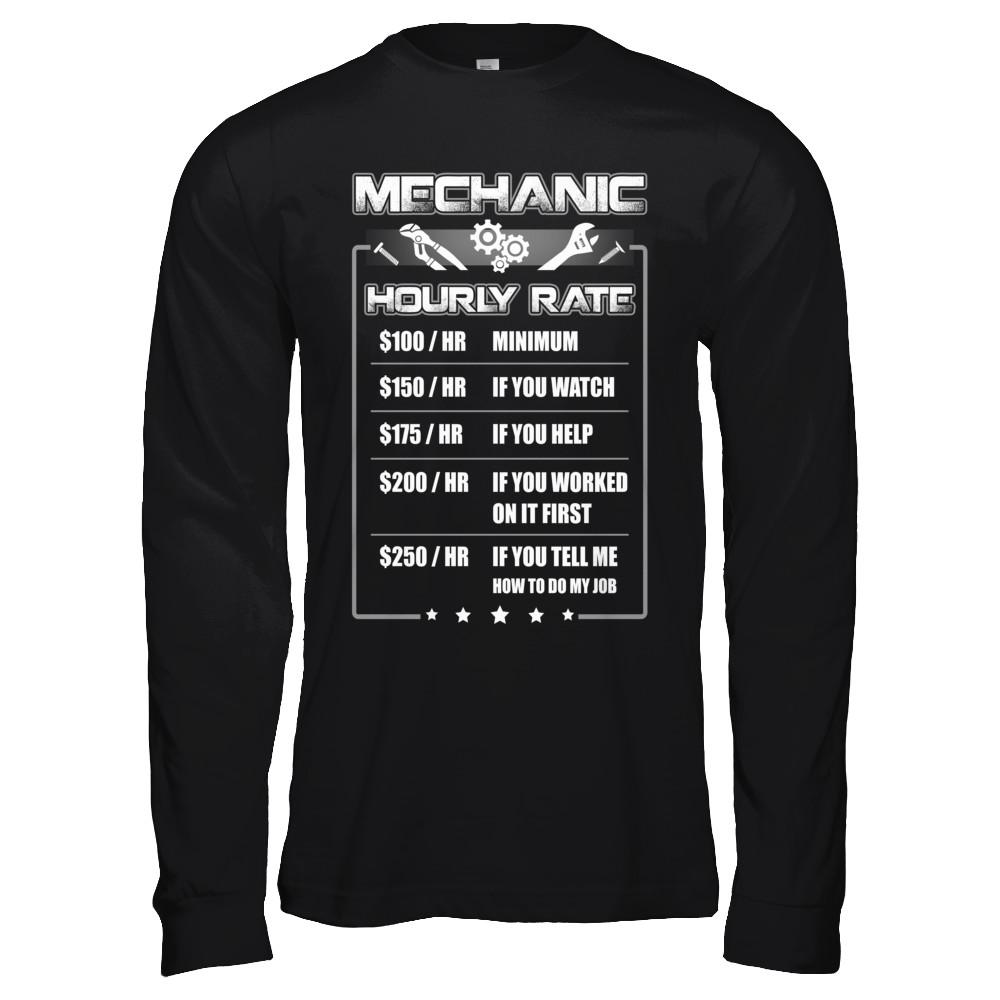 Funny Mechanic Hourly Rate-T-Shirt & Hoodie-Long Sleeve T-Shirt-Black