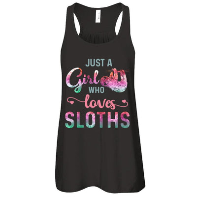 Just A Girl Who Loves Sloths Sloth Lover-T-Shirt & Tank Top-Women's Flowy Racerback Tank-Black
