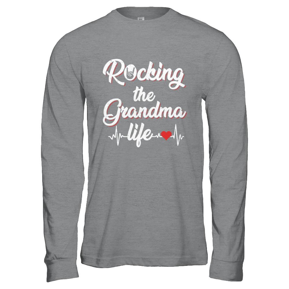 Rocking The Grandma Life Mothers Day Gifts-T-Shirt & Hoodie-Long Sleeve T-Shirt-Sport Grey