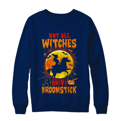 Not All Witches Drive Broom Funny Halloween Horse-T-Shirt & Sweatshirt-Crewneck Sweatshirt-Navy