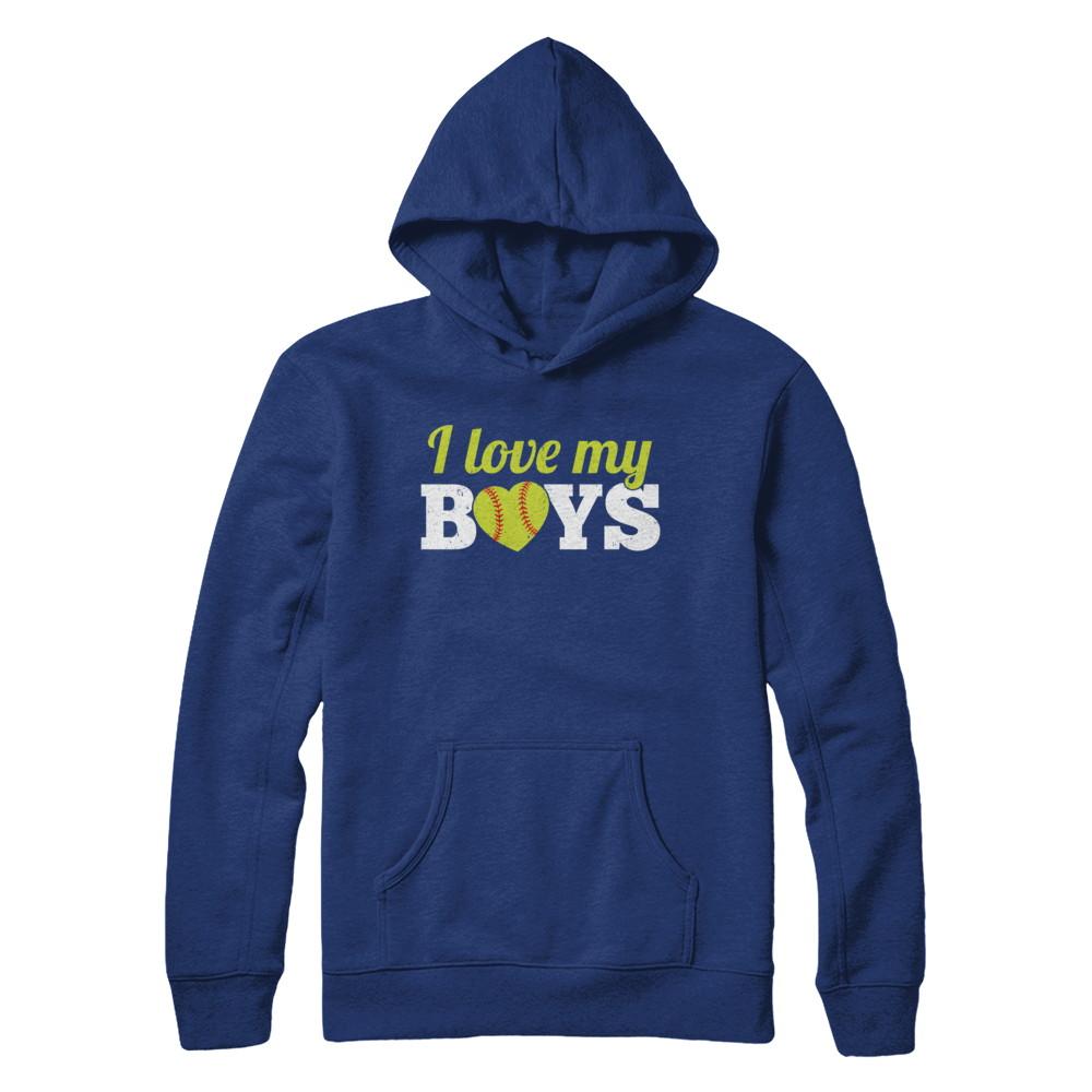 Love My Boys Mom And Dad Softball-T-Shirt & Hoodie-Pullover Hoodie-Deep Royal