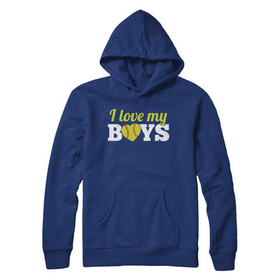 Love My Boys Mom And Dad Softball-T-Shirt & Hoodie-Pullover Hoodie-Deep Royal