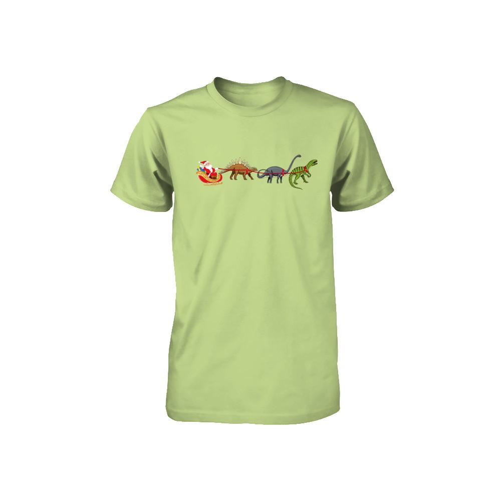 Xmas Cool Santa Sleigh Dinosaur Christmas Gift Youth-Youth Shirt-Toddler T-Shirt-Key Lime