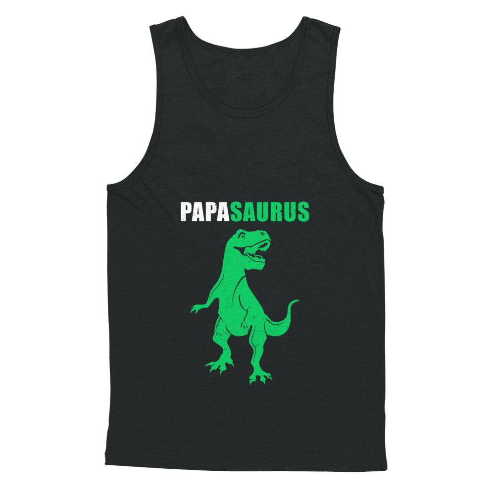 Papasarus Funny Dinosaur First Time Papa Fathers Day-T-Shirt & Hoodie-Unisex Tank-Black