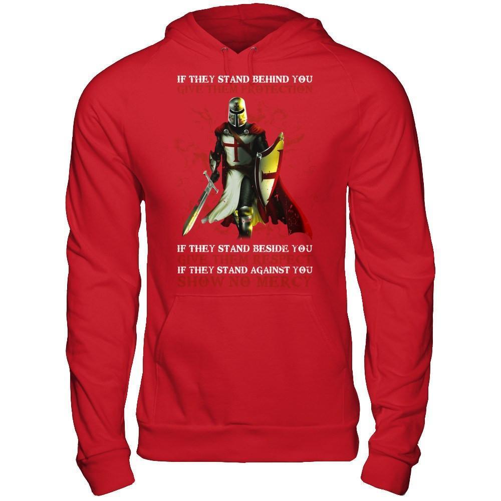 Knight Templar If They Stand Behind You Give Them Protection-T-Shirt & Hoodie-Pullover Hoodie-Red