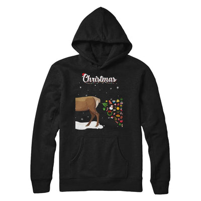 Couples Sick Reindeer Funny Ugly Christmas Sweater-T-Shirt & Sweatshirt-Pullover Hoodie-Black