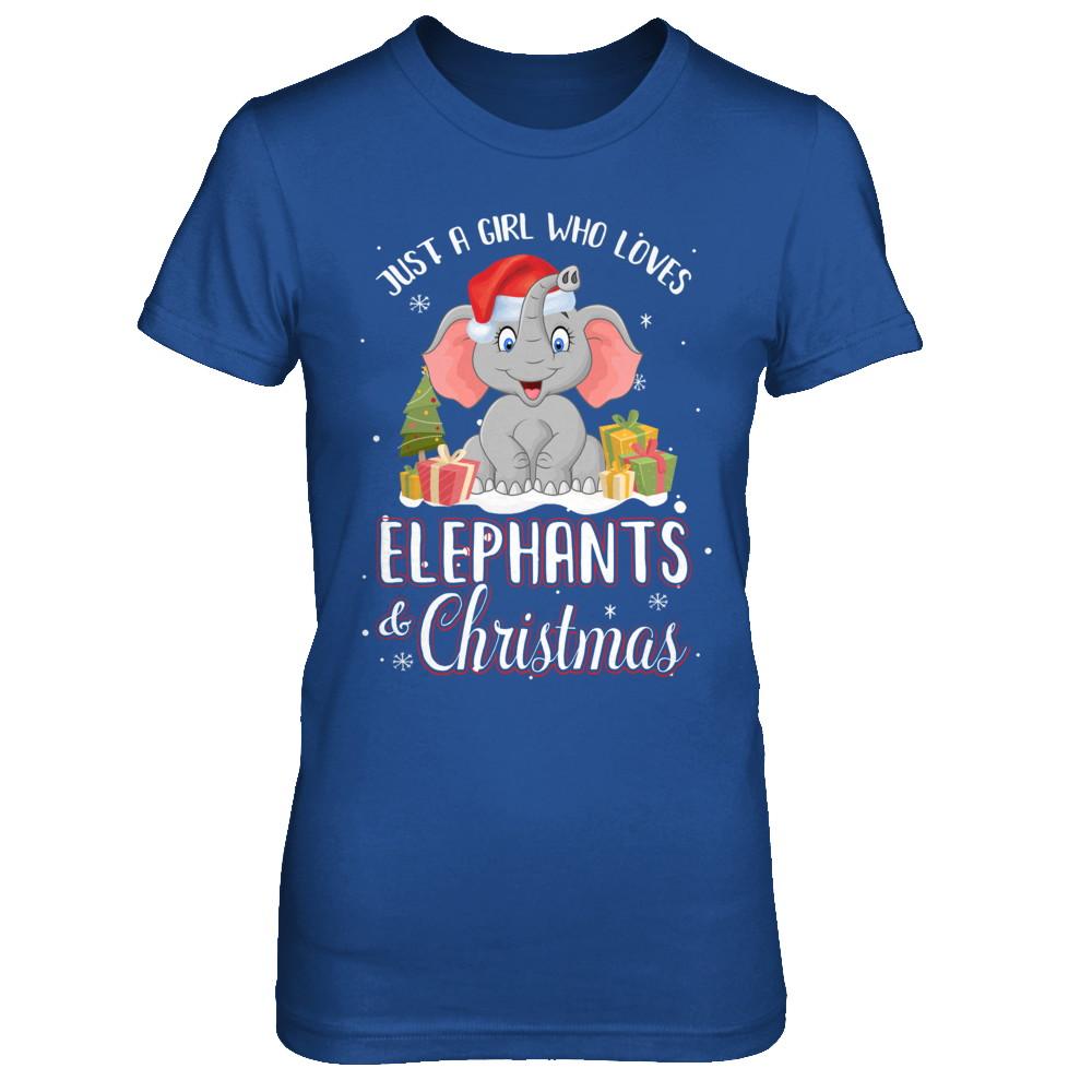 Just A Girl Who Loves Elephants And Christmas-T-Shirt & Sweatshirt-Women's T-Shirt-Royal