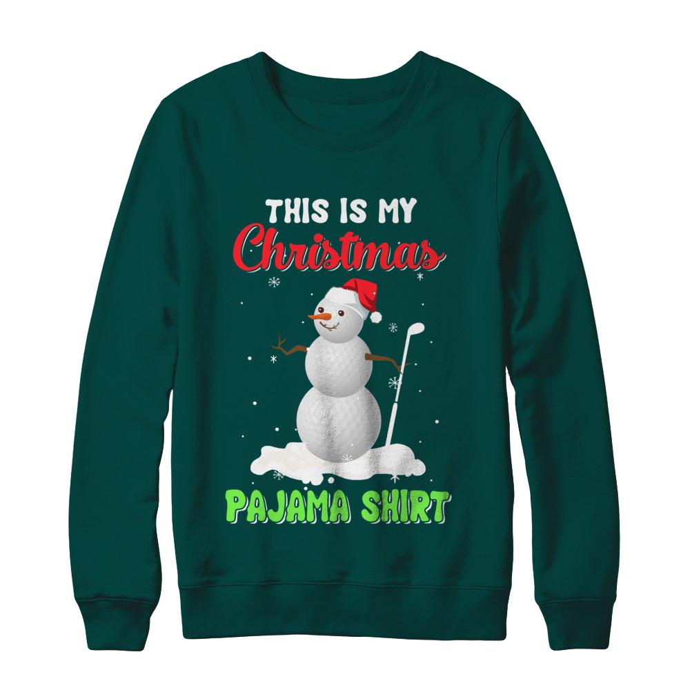 This Is My Christmas Pajama Xmas Snowman Golf-T-Shirt & Sweatshirt-Crewneck Sweatshirt-Deep Forest