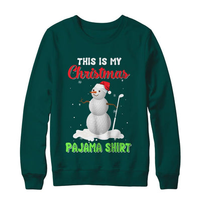 This Is My Christmas Pajama Xmas Snowman Golf-T-Shirt & Sweatshirt-Crewneck Sweatshirt-Deep Forest
