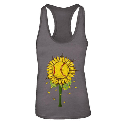 Sunflower Softball Mom Daughter Lover Gift-T-Shirt & Tank Top-Women's Ideal Racerback Tank-Dark Grey