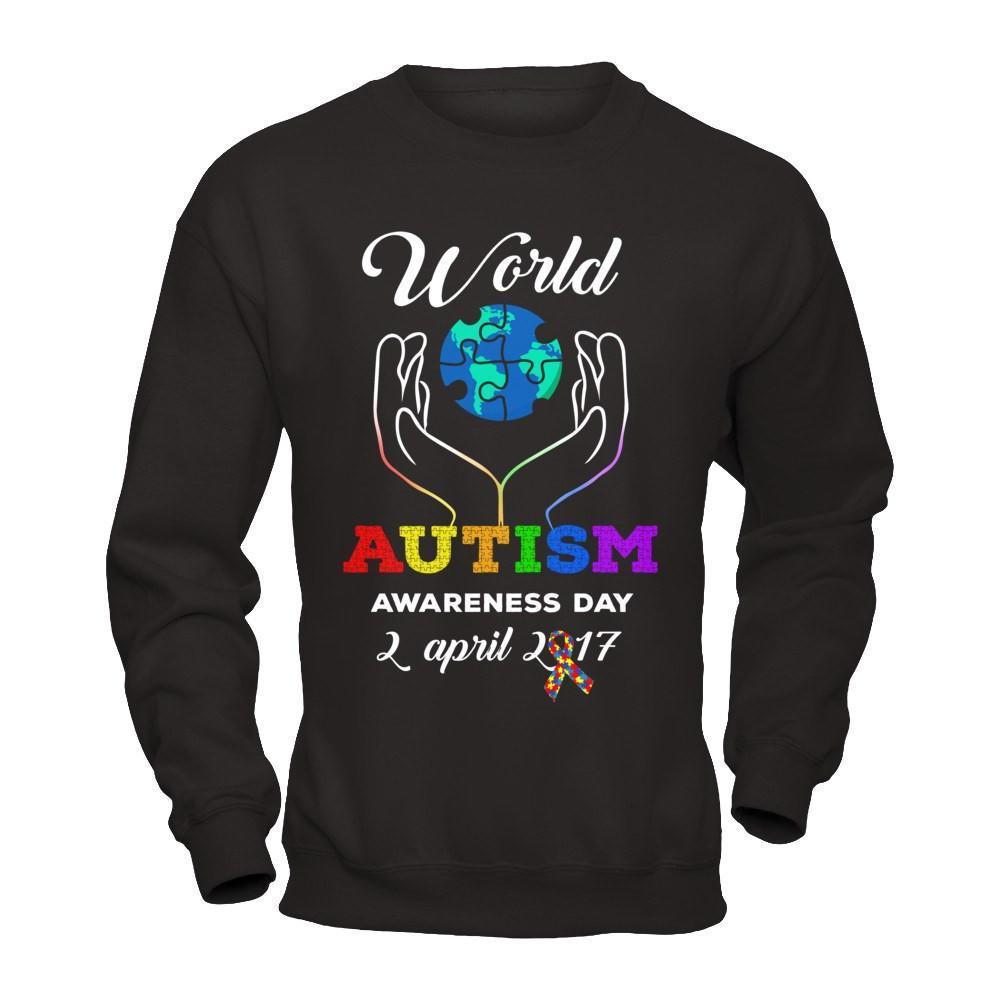 World Autism Awareness 2 April 2018-T-Shirt & Hoodie-Crewneck Sweatshirt-Black