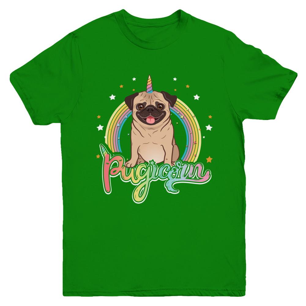 Rainbow Pugicorn Pug Unicorn For Kids Youth-Youth Shirt-Youth T-Shirt-Irish Green