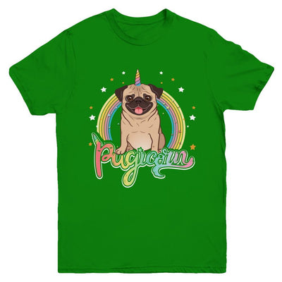 Rainbow Pugicorn Pug Unicorn For Kids Youth-Youth Shirt-Youth T-Shirt-Irish Green