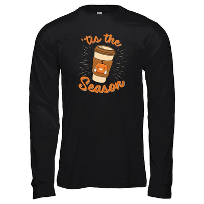 Autumn Fall Pumpkin Spice Coffee Tis The Season Mom-T-Shirt & Tank Top-Long Sleeve T-Shirt-Black