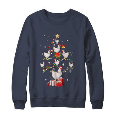 Farmer Chicken Christmas Tree Decor Xmas Gift-T-Shirt & Sweatshirt-Crewneck Sweatshirt-Navy