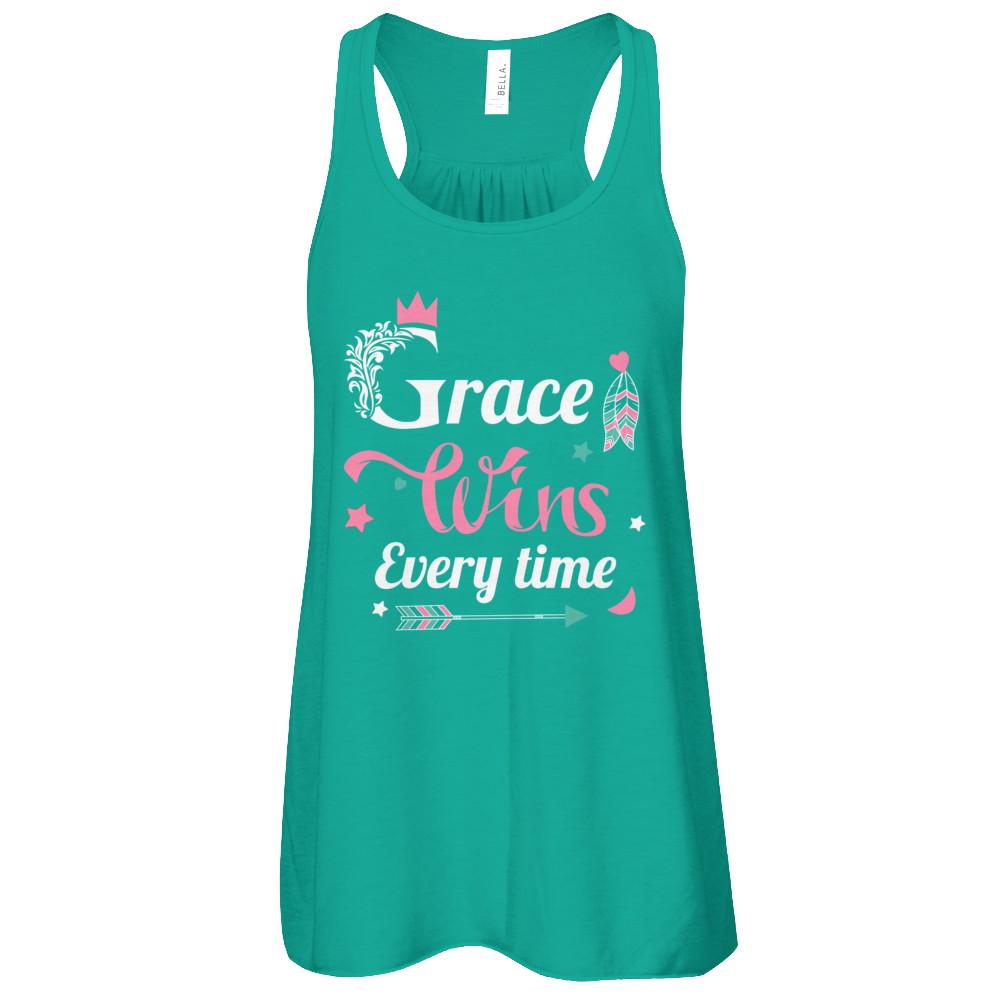 Grace Wins Every Time-T-Shirt & Tank Top-Women's Flowy Racerback Tank-Kelly