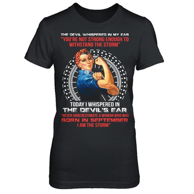 I Whispered Devil Ear Woman Who Was Born In September-T-Shirt & Hoodie-Women's T-Shirt-Black