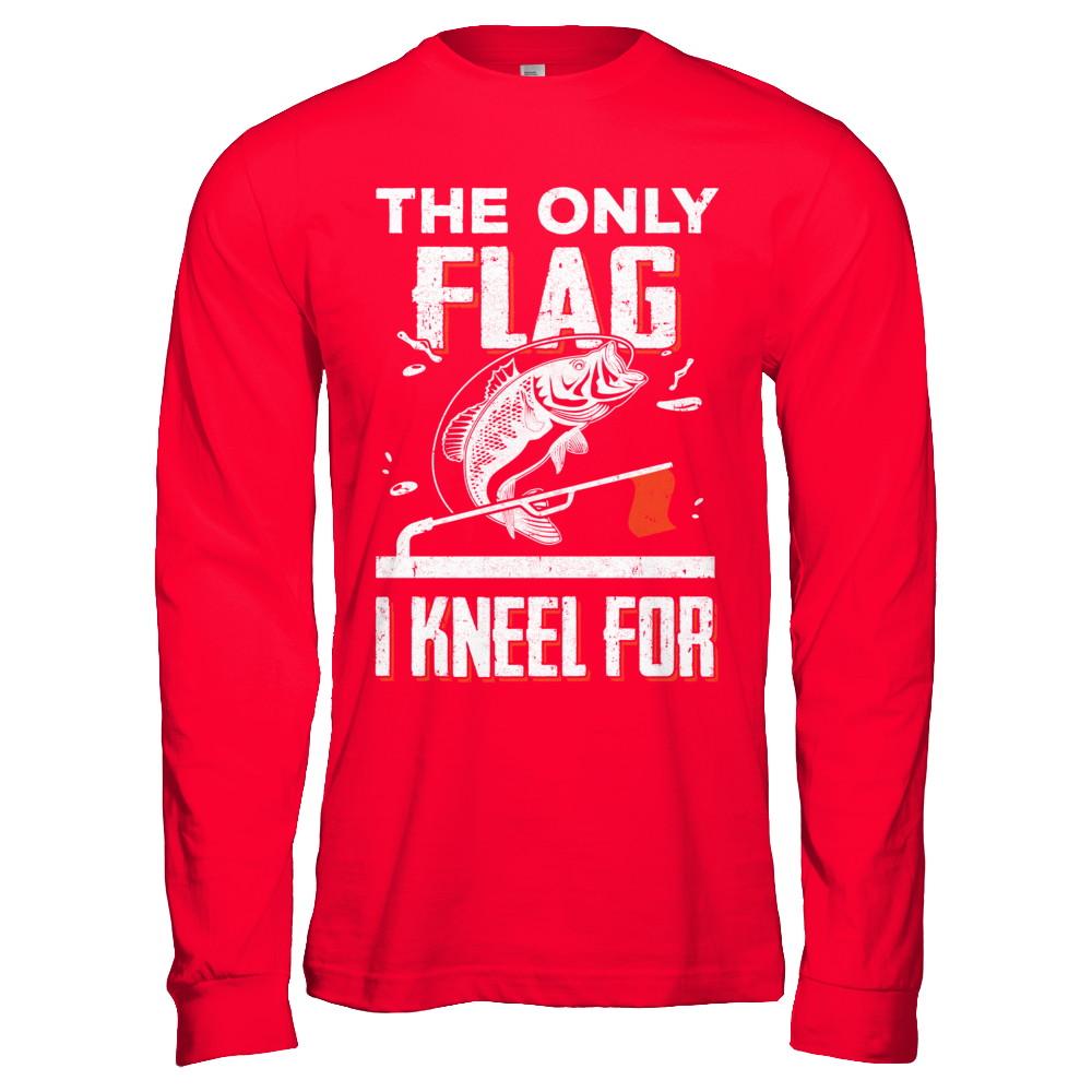The Only Flag I Kneel For Wahoo ono Fish Fishing-T-Shirt & Hoodie-Long Sleeve T-Shirt-Red