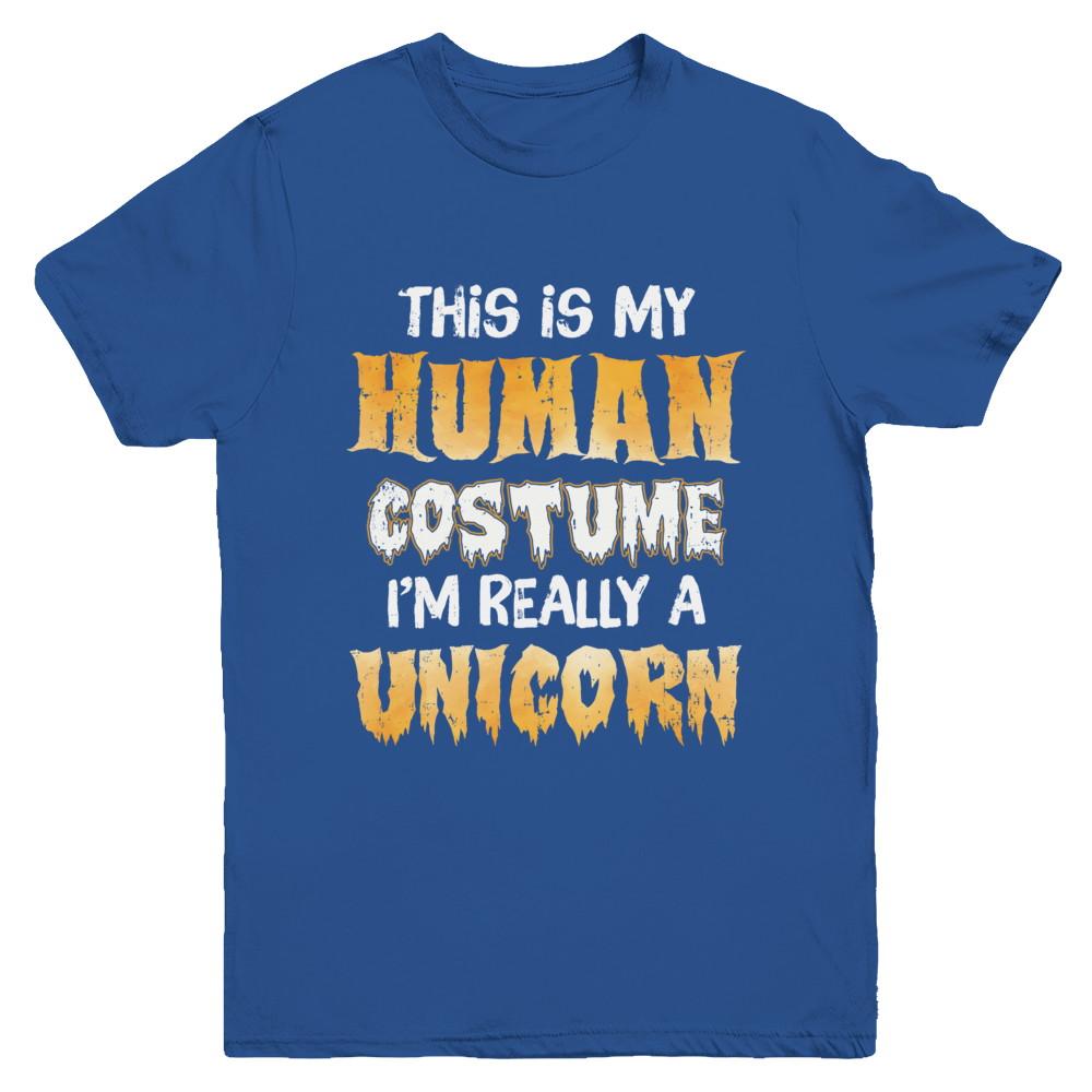 This Is My Human Costume Unicorn Halloween Youth-Youth Shirt-Youth T-Shirt-Royal