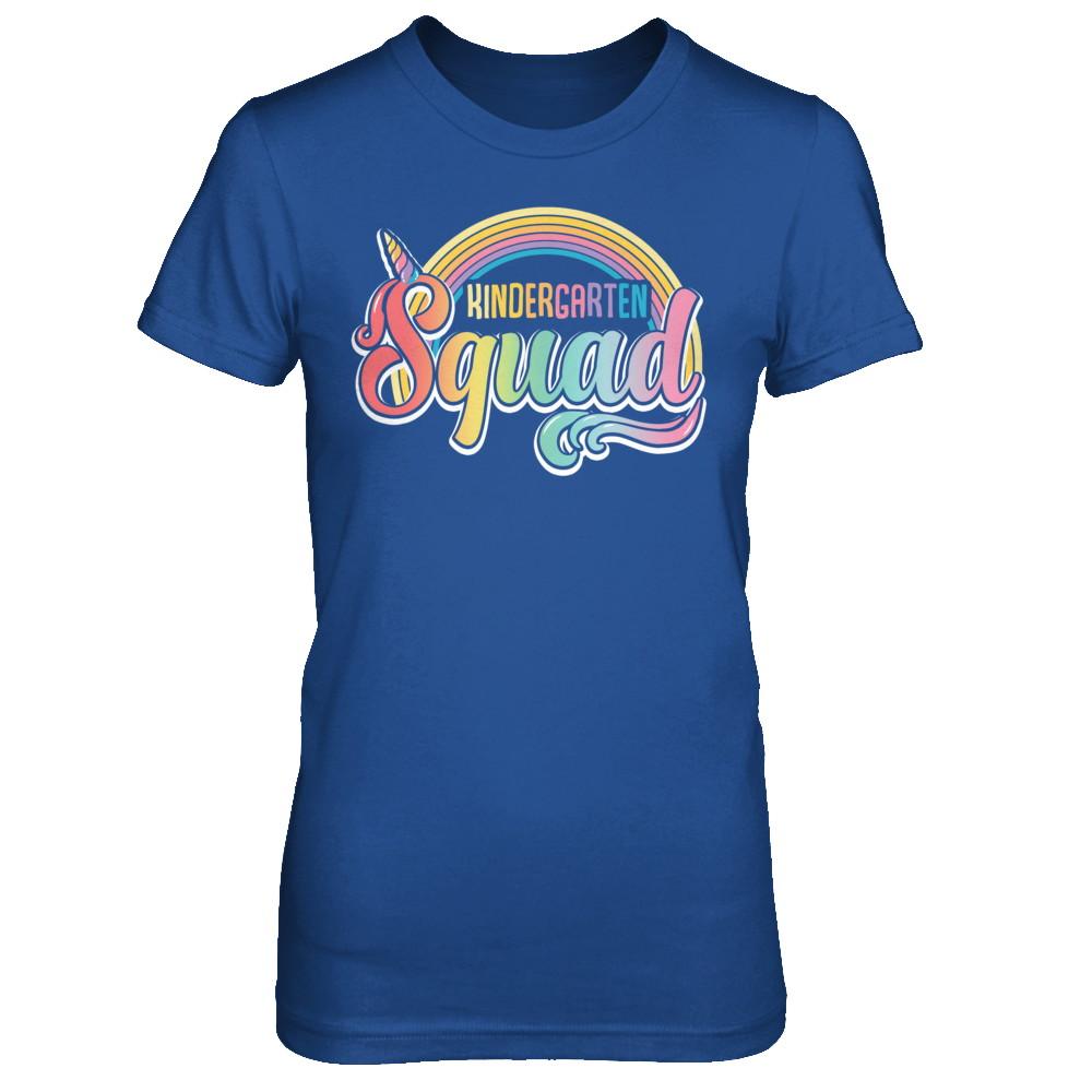 Kindergarten Squad Cute Rainbow Unicorn Back To School-T-Shirt & Hoodie-Women's T-Shirt-Royal