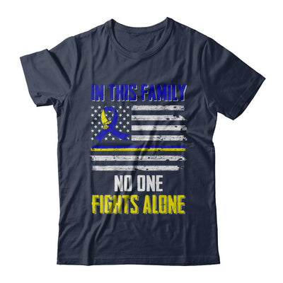 In This Family No One Fights Alone Down Syndrome-T-Shirt & Hoodie-Classic T-Shirt-Navy