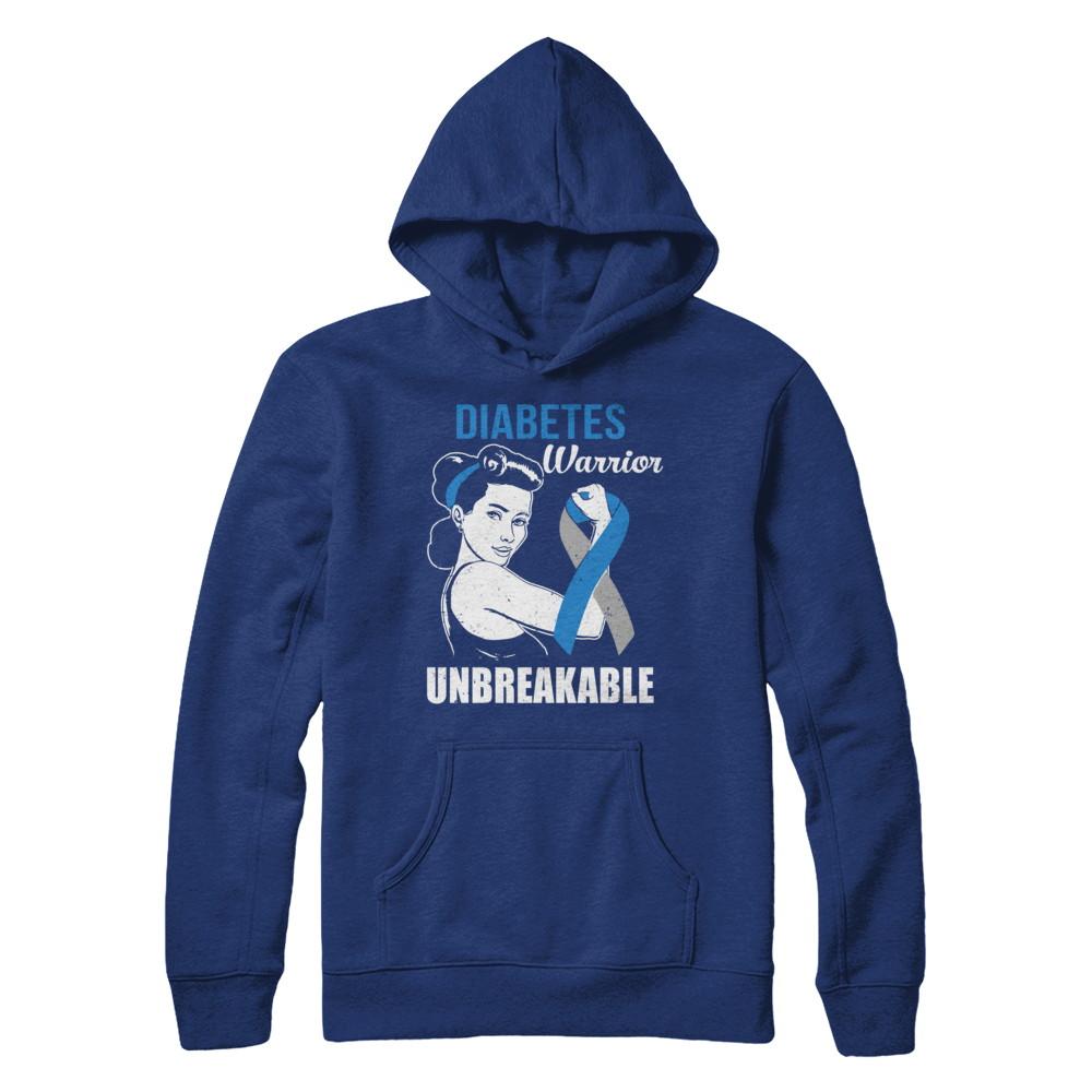 Diabetes Warrior Unbreakable Diabetes Awareness-T-Shirt & Hoodie-Pullover Hoodie-Deep Royal